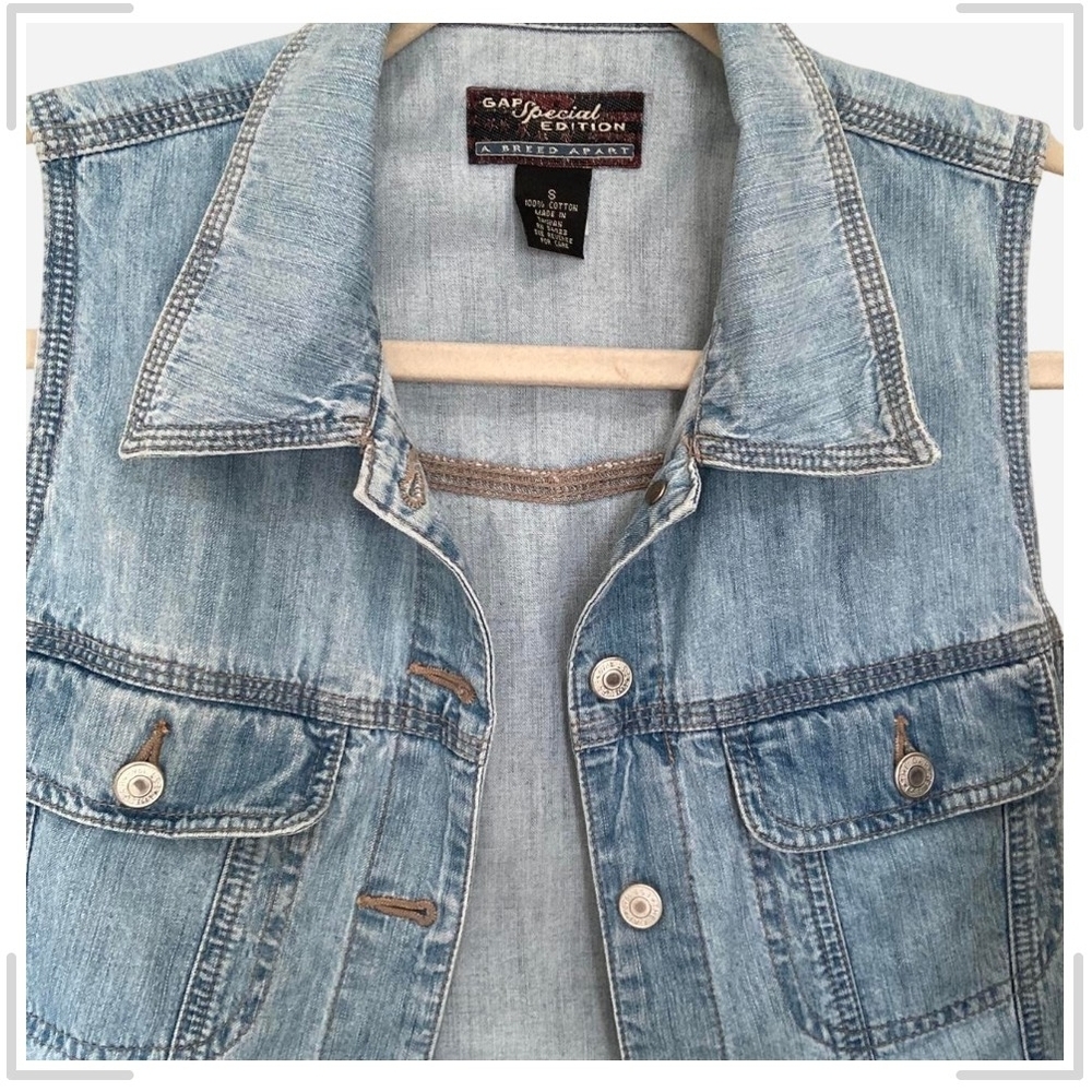 Pre-owned GAP Light Blue Denim Vest - Picture 5 of 7